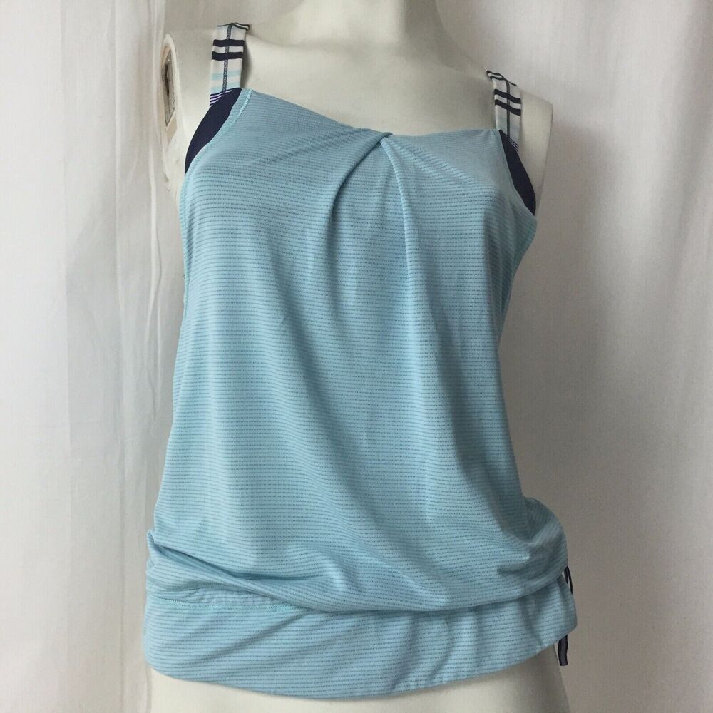 Lululemon Women's Blue Racerback Athletic Tank w/ Built in Bra Sz 4